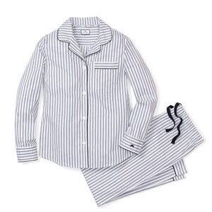 Petite Plum Women's Twill Pajama Set in Navy French Ticking, size large